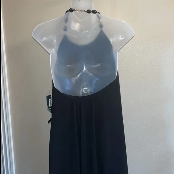 Lauren Ralph Lauren Black Halter Neck with Stones Stretchy Dress size 6 NWOT - Picture 3 of 7